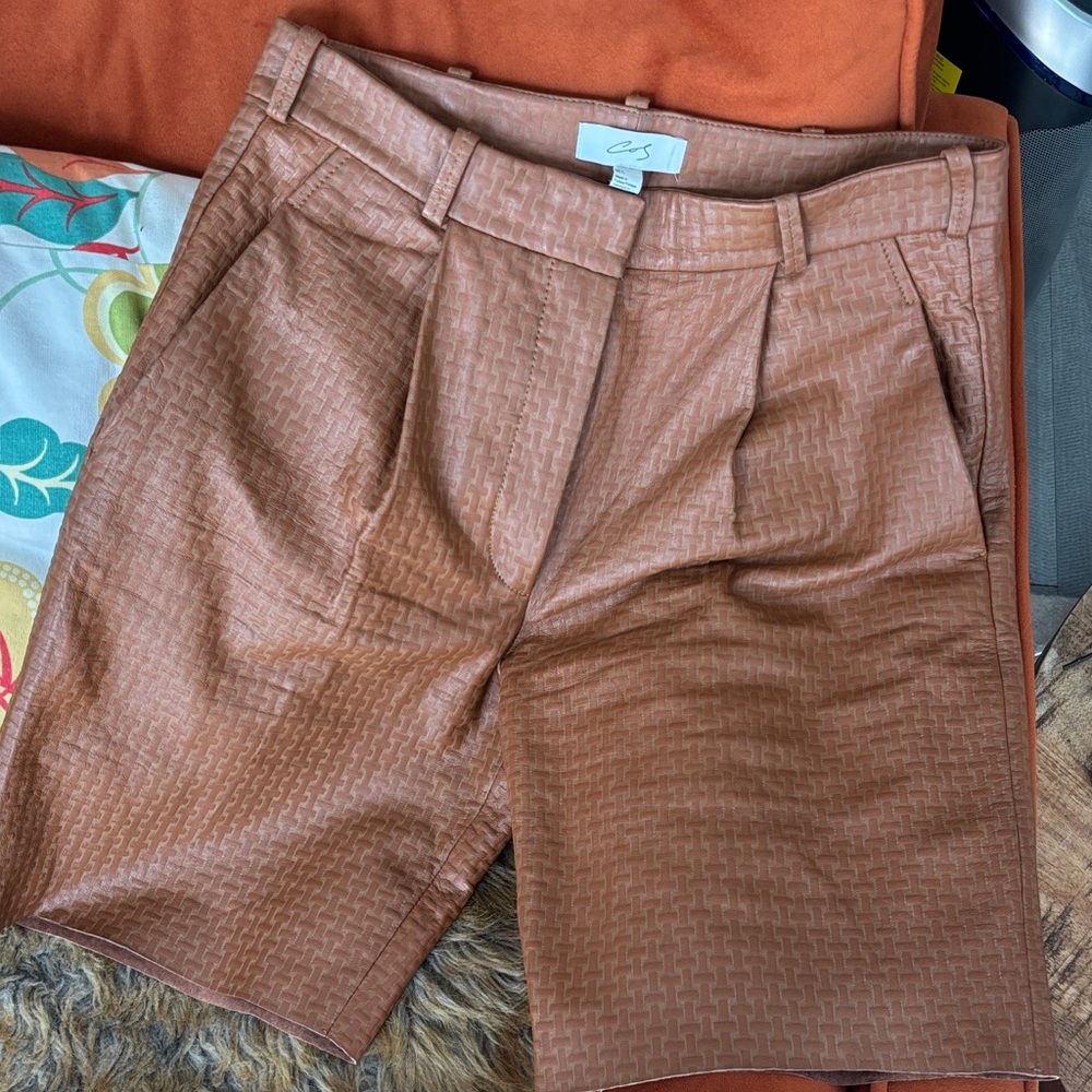 COS Brown Textured Shorts